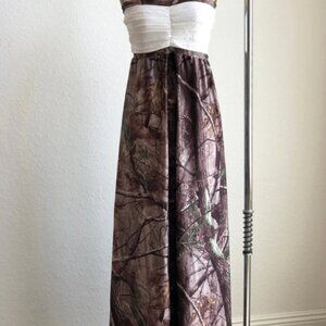 Camo Print Womens Maxi Dress Camouflage Camo Bridesmaid Wedding Made in USA